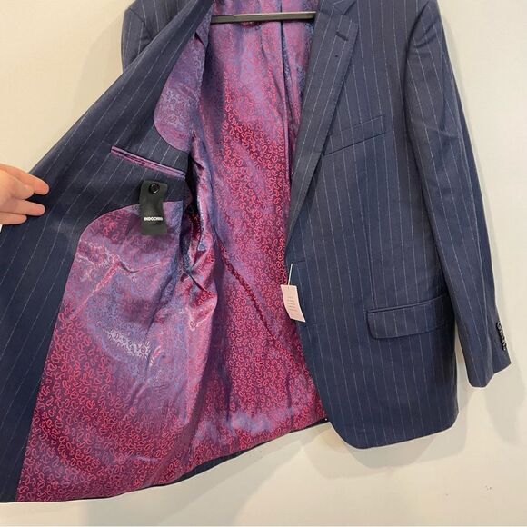 Men's Navy Pinstripe Blazer - Picture 5 of 13